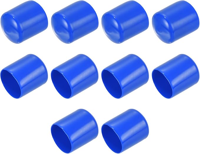uxcell 10pcs Rubber End Caps 27mm ID Vinyl Round Tube Bolt Cap Cover Screw Thread Protectors Blue