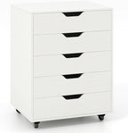 Giantex 5-Drawer Mobile Storage Cabinet with Wheels - Rolling Lateral Filing Under Desk Chest of Drawers, 19.5" x 16" x 25.5" Office Cabinet for Living Room, Study