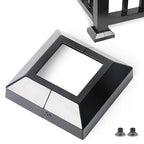 2.5"x2.5"（Actual: 2.5"x 2.5"） Deck Post Base Cover Decorative Post Base Trim Skirt Black Aluminum 8Pack