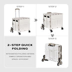 Utility Cart Teacher Cart with Stair Climbing Wheels Foldable Shopping Cart, with Telescopic Handle, Ideal for Outdoor Home Use and Teacher/Student Book Storage. (Gray, Large)