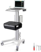 Yescom Medical Mobile Laptop Cart Rolling PC Stand Computer Workstation on Wheels with Handle 220 Lbs Capacity CPU Printer Power Strip Holder for Dentistry Clinic Lap Hospital White