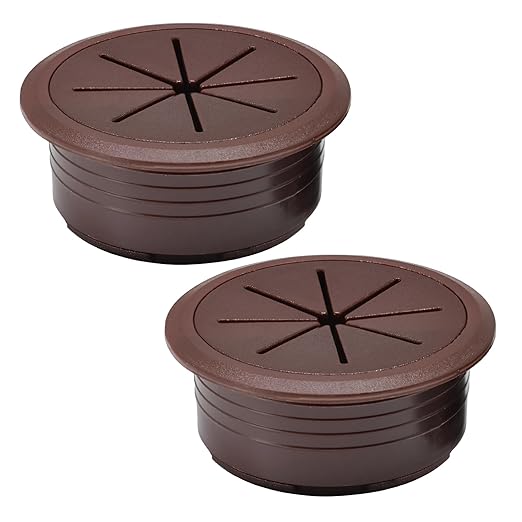 2 Pcs Desk Grommet 2-3/8" / 60 mm, Desk Hole Cover for Cables Coffee, Cable Grommet ABS Plastic, Desk Hole Grommet for Home & Office Pc, Detachable Cable Cord Organizer