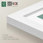 VCK 12x12 Picture Frame Set of 2 - White, Textured Modern Square Wooden Frames with HD Glass, Display Photo 8x8 with Mat or 12x12 Without Mat, Wall Hanging
