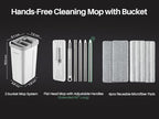 JOYMOOP Mop and Bucket with Wringer Set, Hands Free Flat Floor Mop and Bucket, 60" Mop with 4 Reusable Microfiber Pads, Wet and Dry Use, Floor Cleaning System