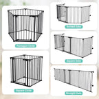 COMOMY 127.8" Extra Wide Baby Gate, Dog Gate for House Stairs Doorways Fireplace, Auto Close Pet Gate with Door Walk Through, 5 Metal Panels, Hardware Mounted Baby Fence Indoor Outdoor(30" Tall,Black)