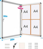 Mifuro 2 Pack 26"x20" Enclosed Bulletin Board, Lockable Weather-Resistant Aluminum Cork Noticeboard for School & Office, Silver Frame w/Cork