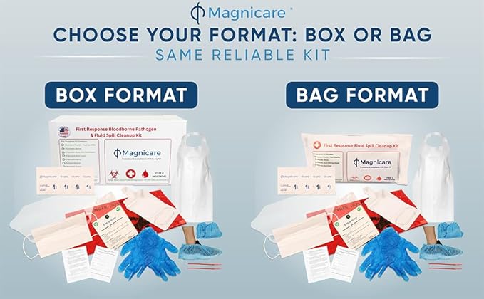 Bodily Fluid Clean Up Kit & Vomit Clean Up Pack - Be OSHA Compliant | Bloodborne Pathogen Pack |Comprehensive First Response Spill Kit| Ideal for Schools, Restaurants & Retirement Homes