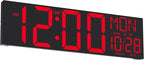 JALL 29.8" Large Digital Wall Mount Clock with Remote Control, Alarm, Big LED, Countdown, Auto DST, Temperature for Living Room Classroom Desk, Red Font
