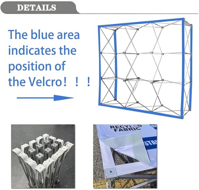 Customize Fabric Display Stand Trade Show Backdrop Portable Aluminum Pop Up Display Banner Backdrop with Collapsible Frame and Banner Set 10×7.5 FT