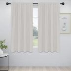 Easy-Going Rod Pocket Blackout Curtains for Bedroom, Room Darkening Window Curtains for Living Room, Thermal Insulated Noise Reduction Solid Window Drapes, 2 Panels (42x63 in, Light Linen)