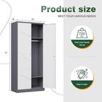 Letaya Wardrobe Closet, 72" H Clothing Storage Cabinet with Adjustable Shelves and Hanging Rod, Bedroom Armoire Clothes Organizer (White Gray)