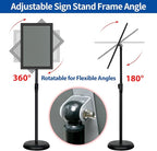 Adjustable Sign Holder Stand - 2Pack 11x17 Inch Pedestal Poster Sign Stand, Heavy Duty Floor Standing Sign Stand Aluminum Snap Open Frame for Church Business Store Sign Holder Stands (Black)