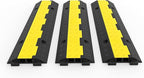 3 Pack 2-Channel 11,000 lbs per Axle Capacity Rubber Cable Protector Ramp – Driveway Wire Cord Guard with Traffic Speed Bump for Indoor and Outdoor Use
