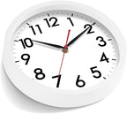 AKCISOT 14 Inch Wall Clock Silent Non Ticking Modern Wall Clocks Battery Operated, Analog Classic Clock Decorative for Bedroom, Kitchen, Home Office, Bathroom, School, Living Room (White)