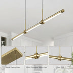 EDISLIVE Modern Linear LED Island Light Dimmable LED Chandelier 47.24 in Adjustable Linear Hanging Light Fixture 3000K 20W Pendant Light for Dinning Room Kitchen，Gold