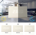 GEARONIC Digital Alarm Clock Wooden Alarm Clock Wood Modern Triangle Alarm Digital Desk Clock, Displays Time Date Temperature Calendar Wood Made Electric Clocks for Bedroom, Bedside - White