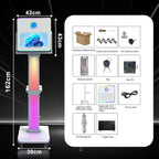 Photo Booth Machine 15.6 inch Selfie Portable Touch Screen Photobooth with RGB Light,Mirror Photo Booth with Flight Case for Wedding Party Events (Machine+Camera+Mini Printer)