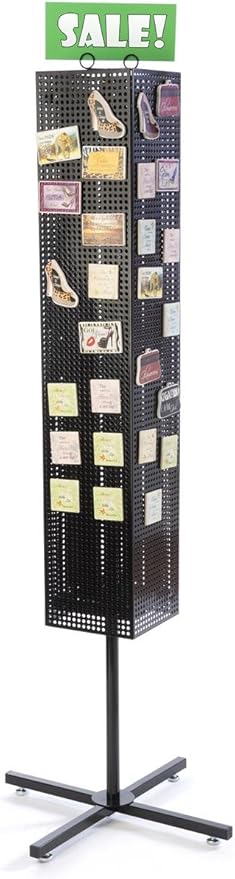Floor Pegboard Spinner Rack, Magnetic, 68"H (Black Steel)