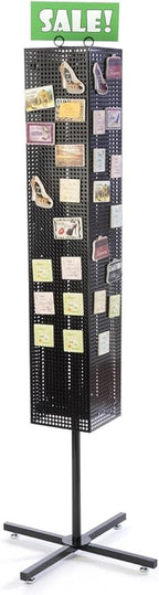 Floor Pegboard Spinner Rack, Magnetic, 68"H (Black Steel)