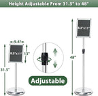 Poster Stand Holder Adjustable Pedestal Floor Standing Sign Holder Vertical and Horizontal View Sign Display, Aluminum Snap Open Frame with Safety Corner (Sliver-8.5x11)