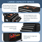 13-Drawer Rolling Tool Chest, 2-in-1 Heavy Duty Detachable Storage Cabinet with Lockable Wheels & Removable Top Box, 600 lbs Capacity for Mechanics, Garage Workshop (BLACK)