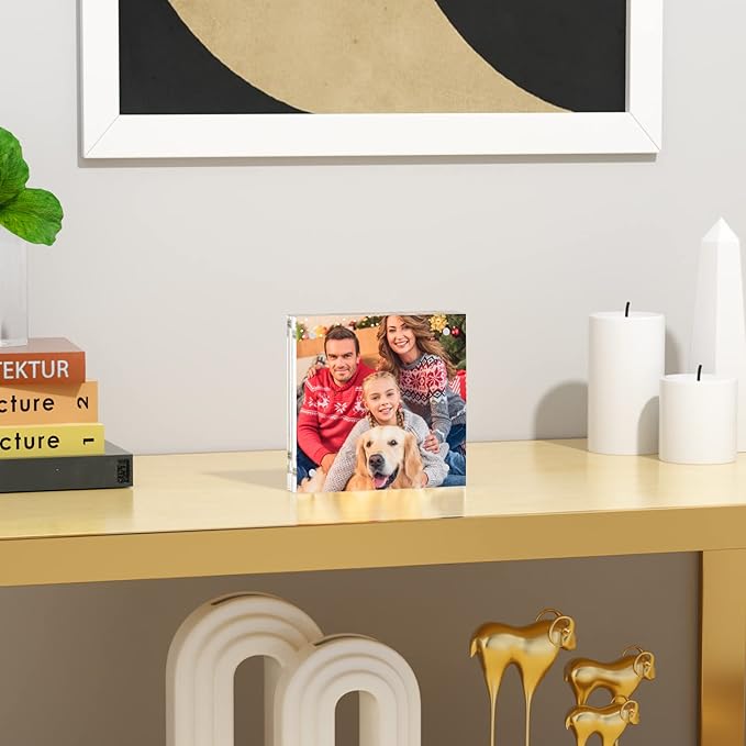 NIUBEE 4x4 Acrylic Frames 3 Pack, Double Sided Clear Picture Print Display Holder