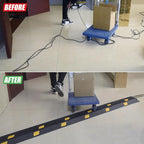 6 Pack 2-Channel Rubber Cable Protector Ramp, 17" x 10" x 1.8" inch Interlocking Floor Wire Cord Cable Cover, Visible at Night, Durable Rubber Speed Bump Hump Ramp (2-Channel 6 Pack)