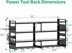 Power Tool Organizer Wall Mount, Modular Tool Storage Rack with Charging Station, 4 Layers Heavy Duty Metal Tool Rack with 8 Drill Holder, Utility Racks for Garage Workshop, Gifts for Men