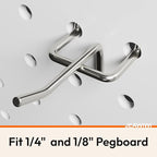 50 Pack 2 Inch Metal Pegboard Hooks, Fit 1/4 in and 1/8 in Peg Board Organizer Accessories, for Hanging Storage, Garages, Tool Sheds, Basements