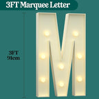 Marquee Letters 3 Feet Tall, 3FT Large Light up Letters M, Big Sign M with Warm White Light for Birthday MOM Wedding Proposal Engagement Graduation Party Backdrop Decorations