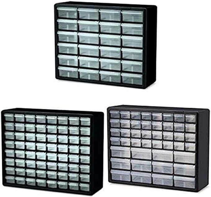 Akro-Mils 10124 24 Drawer Plastic Parts Storage Hardware and Craft Cabinet, 20-Inch x 16-Inch x 6.5-Inch, Black