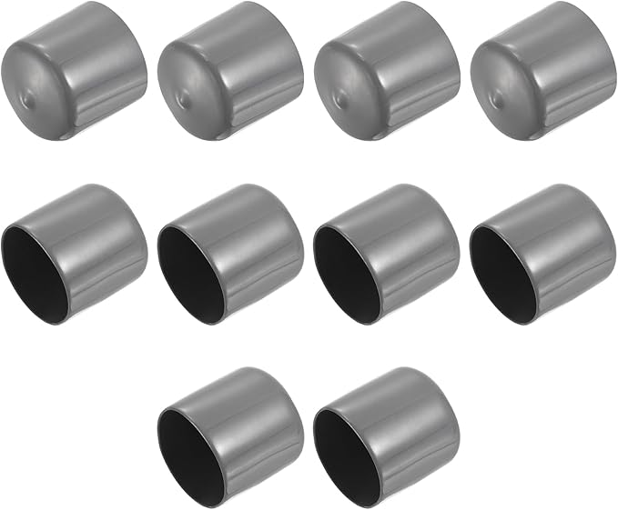 uxcell 10pcs Rubber End Caps 41mm ID Vinyl Round End Cap Cover Screw Thread Protectors Dark Grey