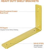 Gold Floating Shelf Bracket 8 Inch, 6 Pack Heavy Duty Shelf Brackets, Wall Shelf Bracket for DIY Decorative with Mounting Hardware