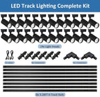 BravsekH Type LED Track Lighting Heads Kit, 24 Heads 6000K Cool White with 26.22FT Track Rail, 20W 2700lm High Brightness, Angle Adjustable Track Light