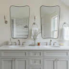 ANDY STAR Scalloped Bathroom Mirror, 24x40’’ Brushed Nickel Frame Mirror, Silver Bathroom Vanity Mirror, Modern Scalloped Edge Design in Rust-Proof Stainless Steel 1” Frame