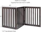 Unipaws 24" H Free Standing Pet Gate for Cat, Wooden Gates for Doorway, Stairs, Foldable Pet Fence for House, Expandable Barrier, Indoor Use, Espresso