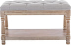 Kmax Storage Entryway Bench Tufted Shoe Rack Bench Wood Window Bench for Hallway Entrance Bedroom Corner-1 Seat, Gray