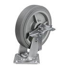 8'' × 2'' Caster Wheel, Heavy Duty Industrial Caster, Rubber Wheels with Roller Bearing, Load 1000lbs per Swivel Casters for Cart Dolly Toolbox Trolley (1 Brake)