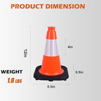 8 Pack 12 Inch Orange PVC Traffic Cones Black Base Stable Durable, Sport Training Soccer Practice Kids Safety Markers Indoor Outdoor Use (8, Orange, 12 Inch)