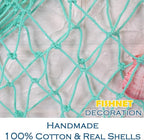 Natural Fishing Net Decor with Shells 79 Inch Beach Theme Decor for Party Home Bedroom Wall Hanging Fish Net Decorations (Aqua)