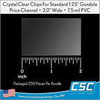 Price/Data Channel Label Holder Chips, 250 Pack, Clear Plastic Tags, 2" L x 1.25" H, 7.5 Mil Thick, Gondola Shelf Edge, Shelf Edge, Clip Strip Corp.