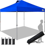 Eurmax USA NOMATTER ONE-Person Open&Close 10x10ft Pop Up Canopy Tent，Portable Shelter Canopy for Outdoor Events，Instant Canopies, Temporary Sunshade,Bonus 4 Sand Bags(Blue)