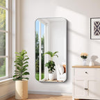 FORBATH 24x48 Inch Silver Bathroom Mirror for Over Sink, Narrow Rectangular Full Length Mirror with Metal Frame, Rounded Corners for Bathroom, Bedroom, Entryway Decor (Horizontal or Vertical)