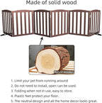 Freestanding Dog Gate Indoor,Doggie Gate Foldable Pet Gates for Doorways,Stairs or Hallways, Wooden Brown Pet Gate for The House, Pet Fence with Support Feet Included,24 "Height-6 Panels