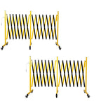 23FT Traffic Barricade with Casters, Metal Expandable Barricade, Folding Security Gate, Retractable Fence Outdoor Barricade Fence for Construction Area, Traffic Control(2pc)