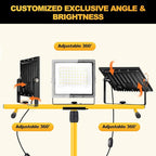 27000 Lumen LED Work Light with Stand, 3-Head Adjustable Tripod Lights with 16.5FT Extended Cord, IP65 Waterproof Work Lamp for Indoor & Outdoor Job Sites, Workshops, Construction, Garage Lighting