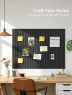 Large Felt Bulletin Board 35x47 Inch, 12pcs Peel and Stick Felt Wall Tiles Modern Push Pin Board for Wall Organization