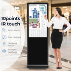 32/43/55/65 Inch Digital Signage Display, LCD Screen Advertising Display Kiosk Interactive Totem Floor Standing Auto AD Player with USB/HDMI/WiFi Android OS (65'' Touch Screen)