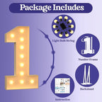 4FT Marquee Light Up Numbers, Large Marquee Numbers 1 for 21st 1st Birthday Decorations for Boy Girl, Giant Light Up Numbers for Party Anniversary, Marquee Letters Pre-Cut Mosaic Numbers for Balloons