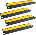 Cable Protector Ramp 4 Packs - 2 Channels Driveway Hose Protector with 39000 LBS Capacity Rubber Modular Cable Ramp for Garden Hose Wire Cord, Drive Over Cover Protector